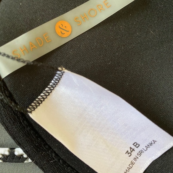 NWOT Shade and Shore bikini top in black/white. Push up 34B - Picture 4 of 4